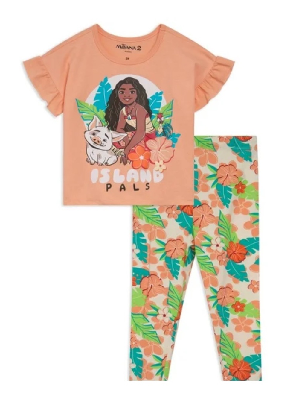 Disney Moana 2 Girls Peach 'Island Pals' Matching Set